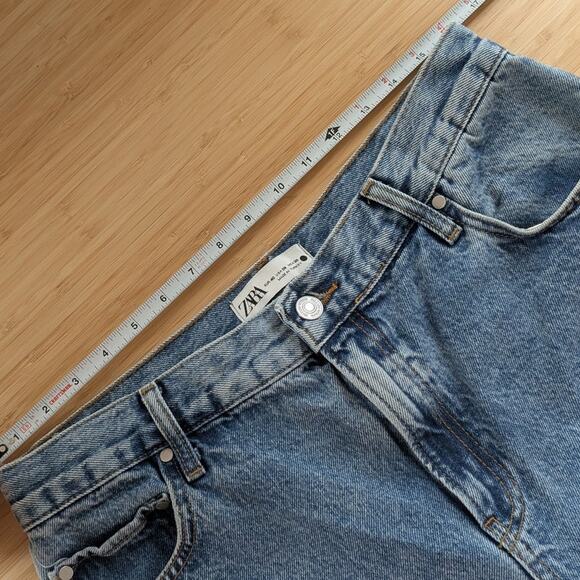 Zara Blue Denim High-rise Straight Wide Loose Leg Jeans, size 29 - Picture 6 of 10